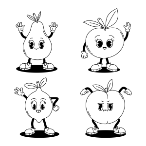 Aventura Frutífera: Amigos para Colorir