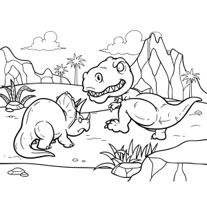 Aventura Pré-Histórica: Tiranossauro e Tricerátopo