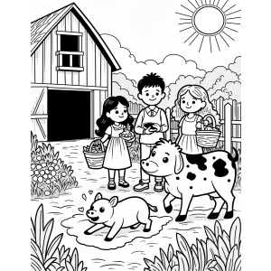 Aventuras na Fazendinha: Dia Alegre com a Vaca e o Porquinho