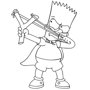 Bart Simpson com o estilingue para colorir