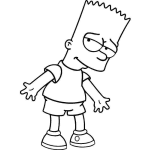 Bart Simpson de pé sorrindo para colorir
