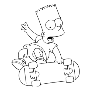 Bart Simpson manobrando no skate para colorir