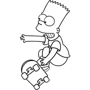 Bart Simpson saltando com o skate para colorir