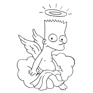 Bart Simpson vestido de anjinho para colorir