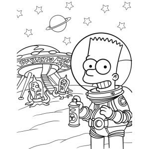 Bart Simpson vestido de astronauta para colorir