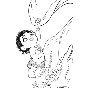 Bebê Moana e o oceano para colorir