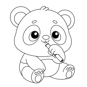 Bebê panda chupando o dedo para colorir