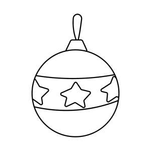 Bola de Natal com estrela e faixas para colorir