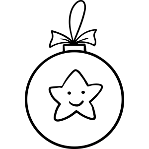 Bola de Natal com estrela sorridente e laço para colorir