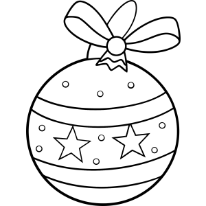 Bola de Natal com laço e estrelas para colorir