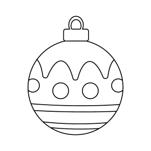 Bola de Natal com listras de bolinhas para colorir