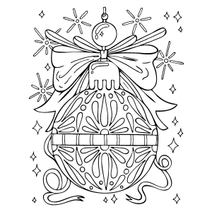 Bola de Natal ornamentada com laço grande para colorir