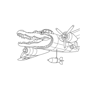 Bombardiro Crocodilo em voo rasante para colorir