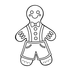 Boneco de gengibre de gravata-borboleta e suspensórios para colorir
