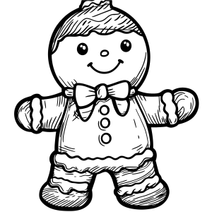 Boneco de gengibre de gravata em traço marcante para colorir