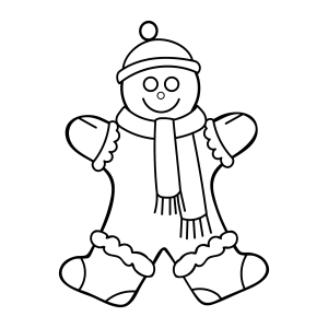 Boneco de gengibre de touca e cachecol de inverno para colorir