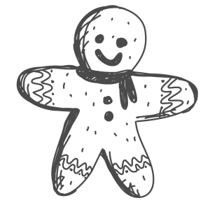 Boneco de gengibre em traço de lápis com cachecol para colorir