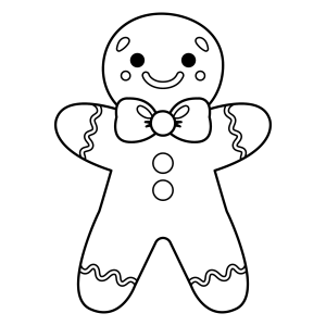 Boneco de gengibre fofinho de gravata-borboleta para colorir