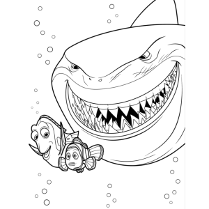 Bruce, o tubarão, sorrindo para colorir