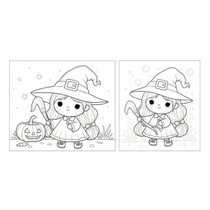 A Bruxinha Encantadora e a Abóbora de Halloween