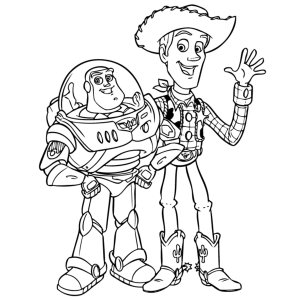 Buzz e Woody se abraçando para colorir