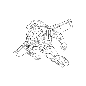 Buzz Lightyear voando ao infinito e além para colorir