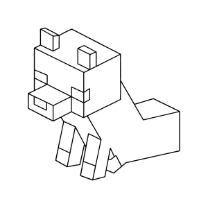 Cachorro do Minecraft sentado para colorir