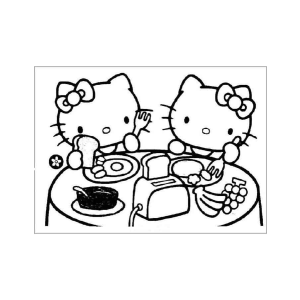 Café da Manhã com Hello Kitty: Um Banquete para Colorir