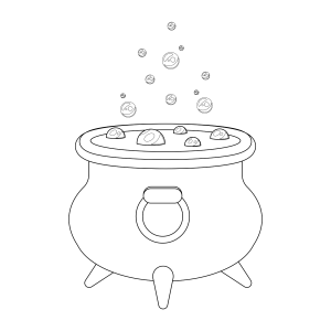 Caldeirão simples com bolhas de poção para colorir
