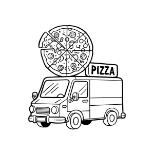 Caminhão de entrega de pizza para colorir