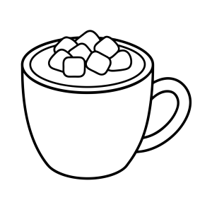 Caneca cheia de marshmallows para colorir
