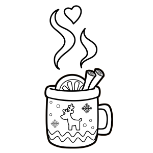 Caneca de renas com bengala doce para colorir