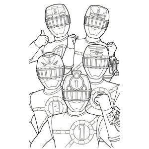 Capacetes dos Power Rangers reunidos para colorir