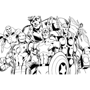 Capitão América liderando os Vingadores para colorir