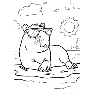Capivara na Praia: Relaxando ao Sol