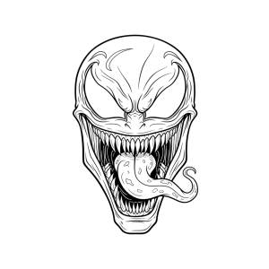 Cara do Venom sorrindo com a língua gigante para colorir