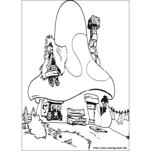 Casa dos Smurfs para Colorir