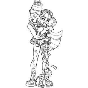 Casal da Monster High abraçado para colorir