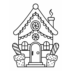 Casinha de gengibre com chaminé fumegante para colorir