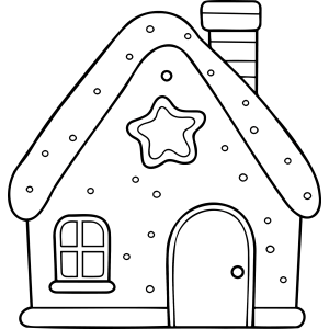 Casinha de gengibre com estrela na porta para colorir