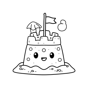 Castelinho de areia sorridente para colorir