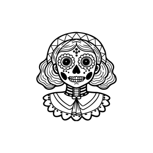Catrina com gola de babados para colorir