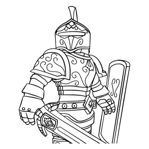 Cavaleiro do Roblox com espada e escudo para colorir