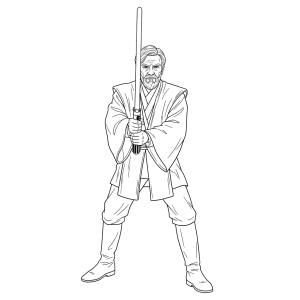 Cavaleiro Jedi com sabre de luz para colorir
