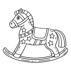 Cavalinho de balanço com estrelas para colorir