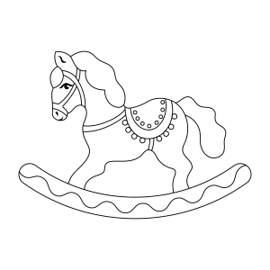 Cavalinho de balanço com sela enfeitada para colorir