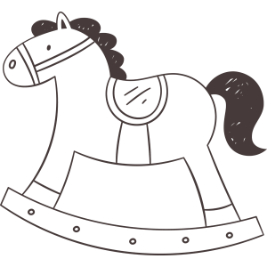 Cavalinho de balanço de crina preta para colorir