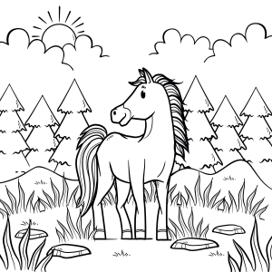 Cavalo Encantado na Floresta