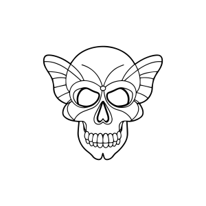 Caveira com asas de borboleta para colorir