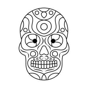 Caveira com desenhos de flores e arabescos para colorir